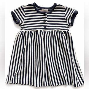 NWOT Hanna Andersson Cotton Navy and White Striped Dress size 3
